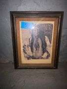 2 Framed Pictures Kicking Bear Approx 18 x 22 and Young Girl Approx 14 x 17