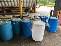 2 White Plastic 55 Gal. Drums