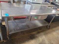 5ft L 34in H Stainless Steel Rolling Table