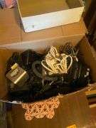 Box of Phones and Cords, 2 Paintings