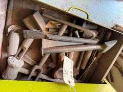 Workbench Contents - Loaded with Hardware - Nuts, Bolts, Screws, Bits, Battery Charger, Including Hand Tools Under Bench - Does Not Include Bench Vise