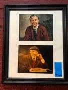 Jeff Goldbloom Image, Andy Warhol Drawing, Fred Rogers and August Wilson Painting, Mario Lemeaux and Hines Paintings, Dan Marino Image, and Gene Kelly Image