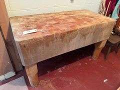 Antique Butcher Block Table - 51"/24"/29" H