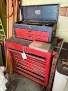 Vintage Snap On Tool Chest and Contents - Screwdrivers, Files, Wrenches, Etc - Includes Smaller Tool Box Sitting On Top