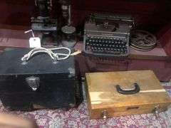 2 Microscopes, Typewriter, and 2 Microscope Cases