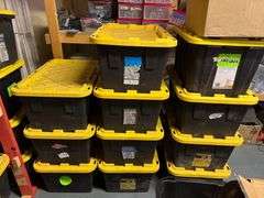 11 Large Boxes with Various Hardware, Sound Systems, Cords, Shelves of Tech