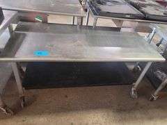 5ft L 29 H Stainless Steel Rolling Prep Table