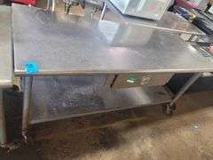 5ft L 34in H Stainless Steel Rolling Table