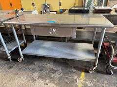 Stainless Steel Rolling Work Table with Single Drawer