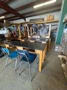 Lot of 6 Soapstone Lab Tables - 60 in x 21 in x 30 in and 8 Chairs
