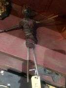 Various Decorative Items Including Faux Flower, Skull Wall Piece, Stick Dummy, 2 Head Figurines, Elephant Statue, 2 Antelope Statues, Golden Pumpkin, and Bird with Crown Statue