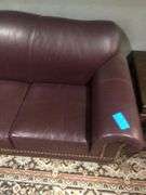 Maroon Leather Couch, 7ft Long
