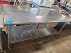 5ft L 34in H Stainless Steel Rolling Table