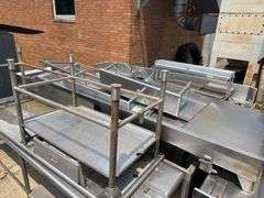 Large Lot of Stainless Steel Tables and Sinks - Including a 9’ Stainless Table, 8’ Table w Drawer, 3 Basin Sink, 12x8 L Shaped Table, 2 Table Top Shelves, 6’ Chest w/ Hand Washing Sink