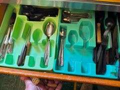 Contents of 2 Bottom Cabinets and Drawers, Pots/Pans, Silverware, Etc.