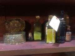 5 Empty Glass Jars, 5 Glass Jars with Sand, Small Metal Box with Latch