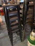 12 Metal Stools, 2 Small Plastic Stools, Wooden Stool
