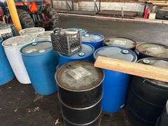2 White Plastic 55 Gal. Drums