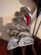Vintage PING Golf Club Set - Karsten-II Driver, 3 Wood and 4 Wood - Karsten I Black Dot Irons - 2,3,5,6,7,8,9, SW and Wedge