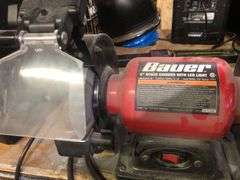 Bauer 6in Bench Grinder Attached to Table, Bring Tools to Remove