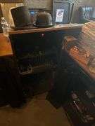 Wooden Counter/Display LShaped 8ft. L. X 8ft. L. X 21in. W. X Different Heights- Contents Not Included- Must Bring Proper Tools & Manpower For Removal
