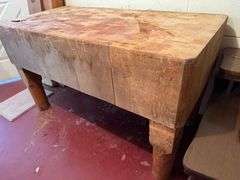 Antique Butcher Block Table - 51"/24"/29" H