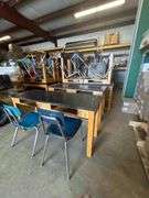 Lot of 4 Soapstone Lab Tables - 60 in x 21 in x 30 in and 9 Chairs