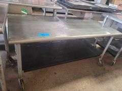 5ft L 29 H Stainless Steel Rolling Prep Table