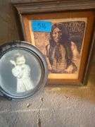 2 Framed Pictures Kicking Bear Approx 18 x 22 and Young Girl Approx 14 x 17