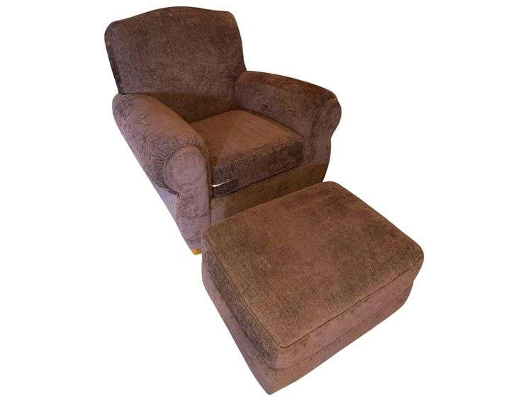 Thomasville Arm Chair w/ Matching Ottoman and Arm Covers - Chocolate Color image
