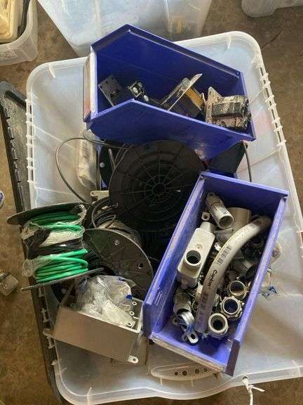 Box of Wire, Outlets, and Other Electronic Accessories