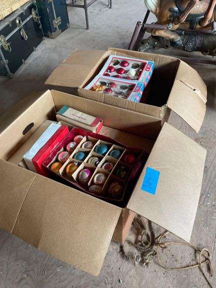 2 Boxes Of Vintage Glass Christmas Ornaments