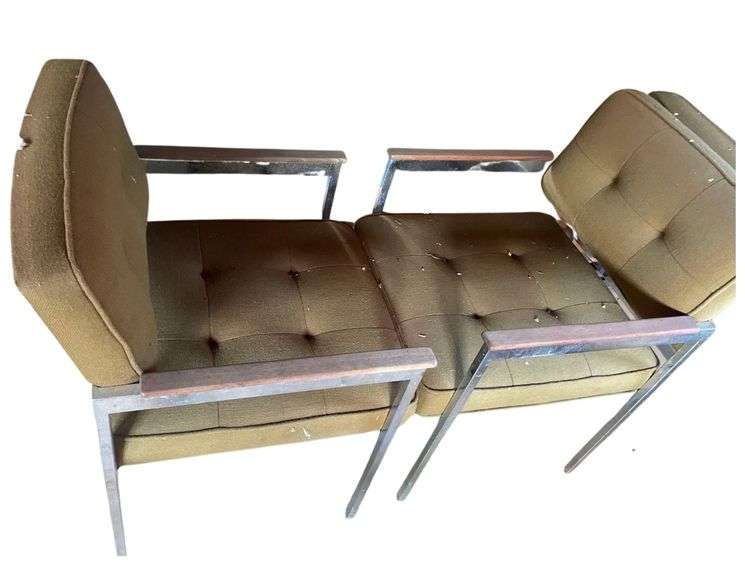5 Clith and Chrome Kitchen Chairs, 36x24 Inch Glass and Wood Table, 2 Metal Kitchen Racks 22x9x67 Inches image