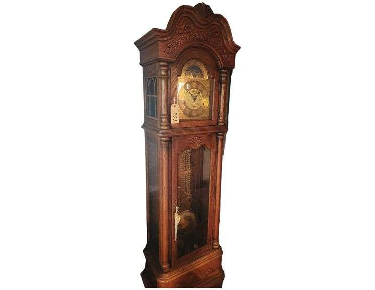Beautiful Grandfather Clock by Howard Miller - Key for Cabinet and Crank Key For Clock - 85 in h image