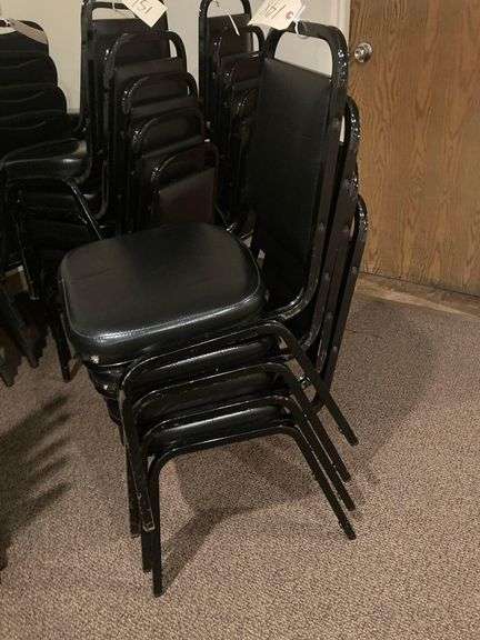 4 Black Padded Dining Chairs