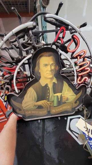 Samuel Adams Neon Sign 24" Tall. Lights up for a split second when pulled on. image