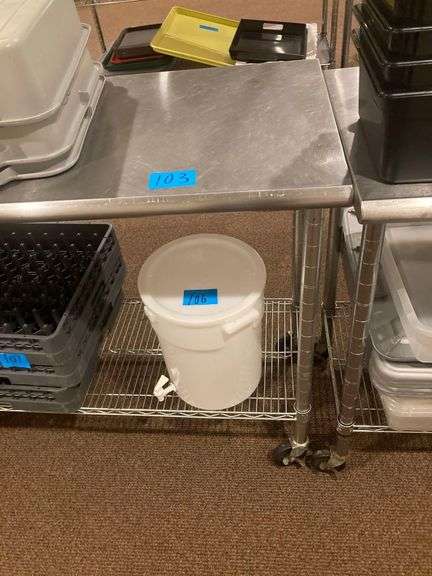 Metal Kitchen Table with Wheels 4ft Long (Contents NOT Included)