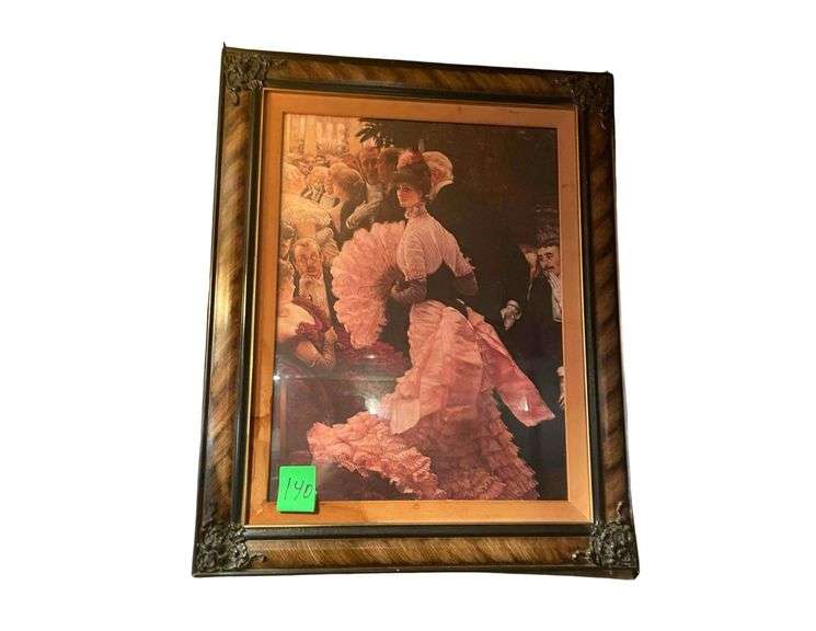 Vintage Framed Print of Victorian Lady with Cherub Wall Sconce (Set of 2) image
