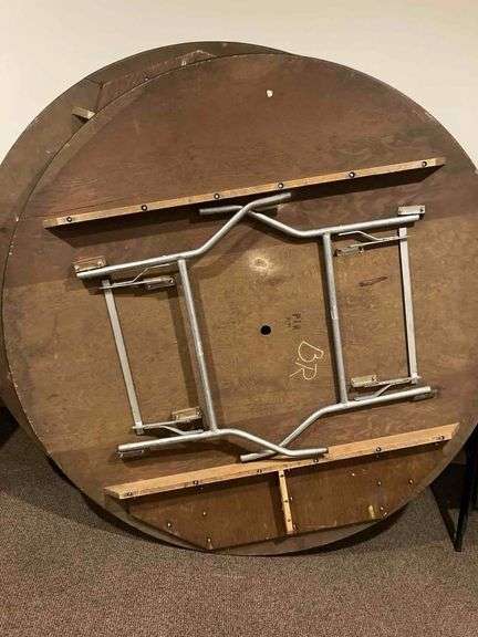 3 6ft Round Wooden Folding Tables
