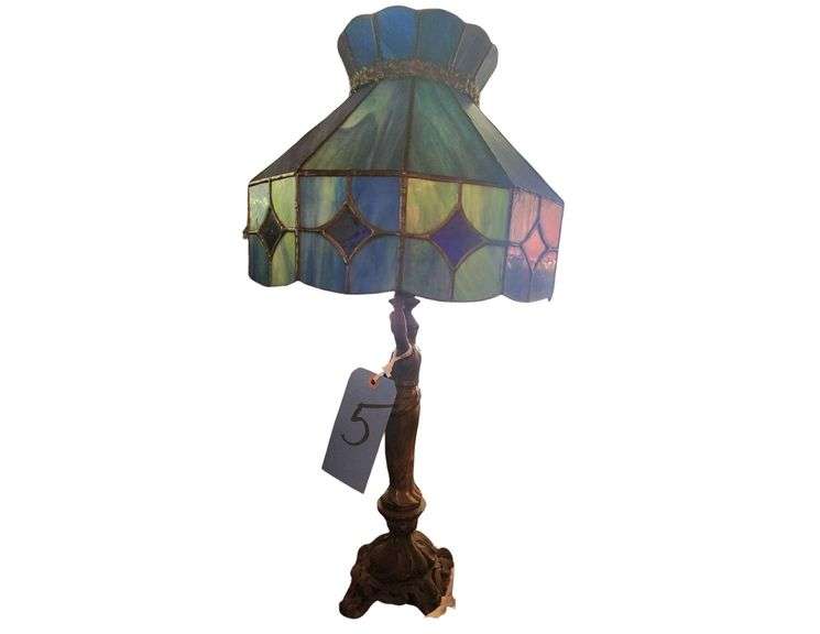 Vintage Stained Glass Lamp - 22 in H image