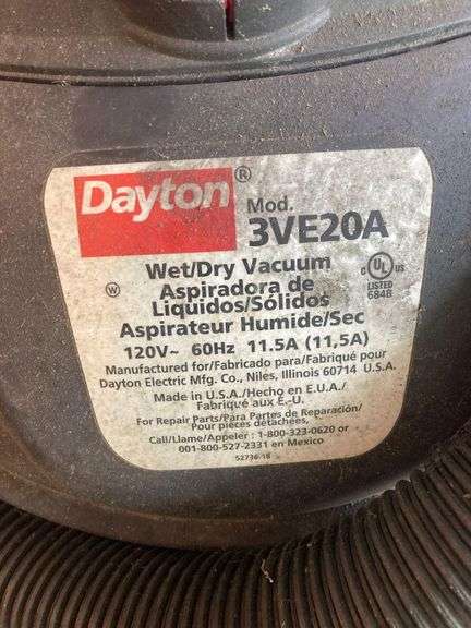 Dayton Wet/Dry Vacuum, 120V