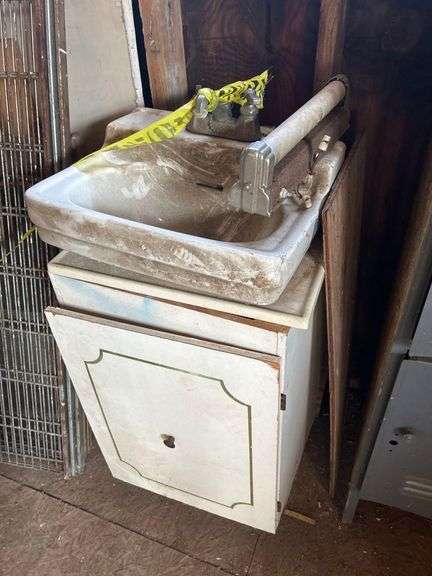Lot of Assorted Items - Sink and Cabinet, 18in x 17in x 36in - Metal Rack, Etc. image