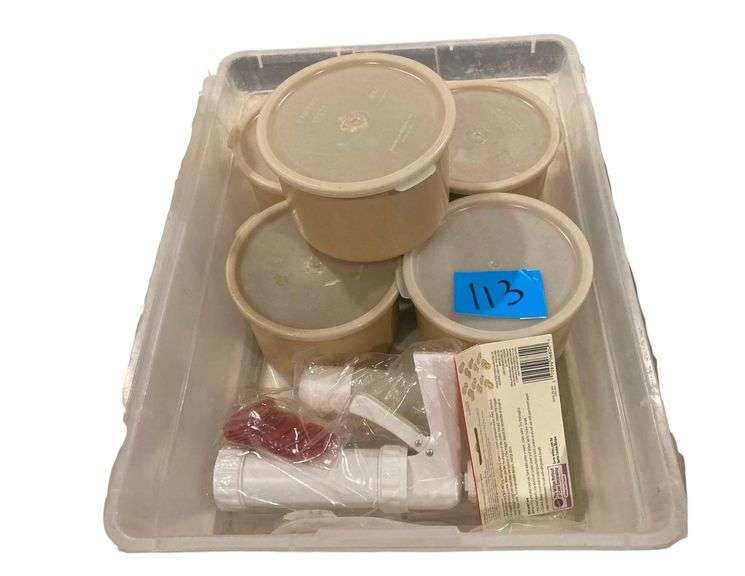 Plastic Storage Bin with Food Storage Containers, Cookie Press