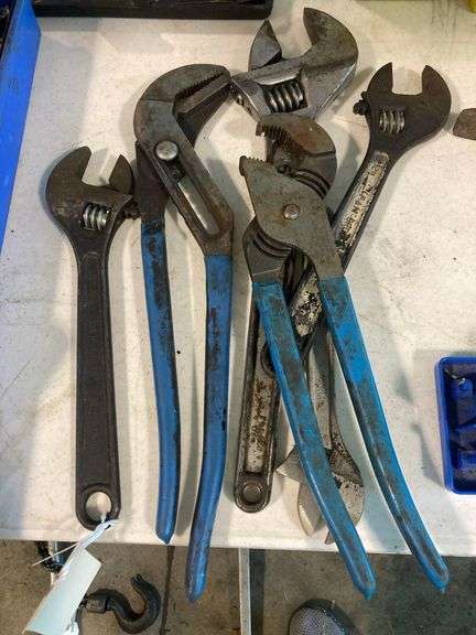 2 Channel Locks, 3 Adjustable Wrenches