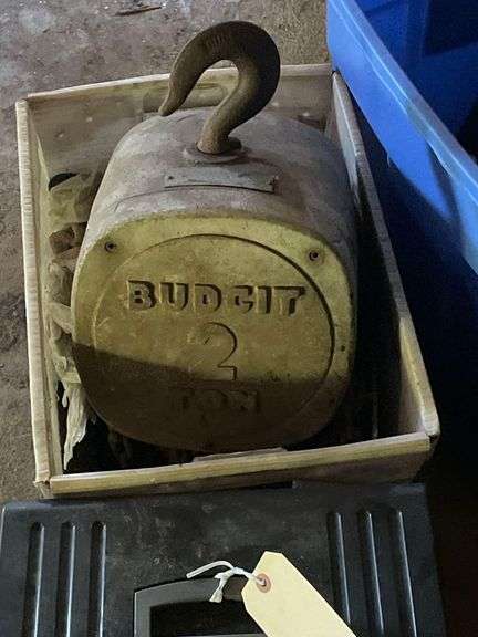 2 Ton Hoist Budgit a File Box and Some Assorted Toys