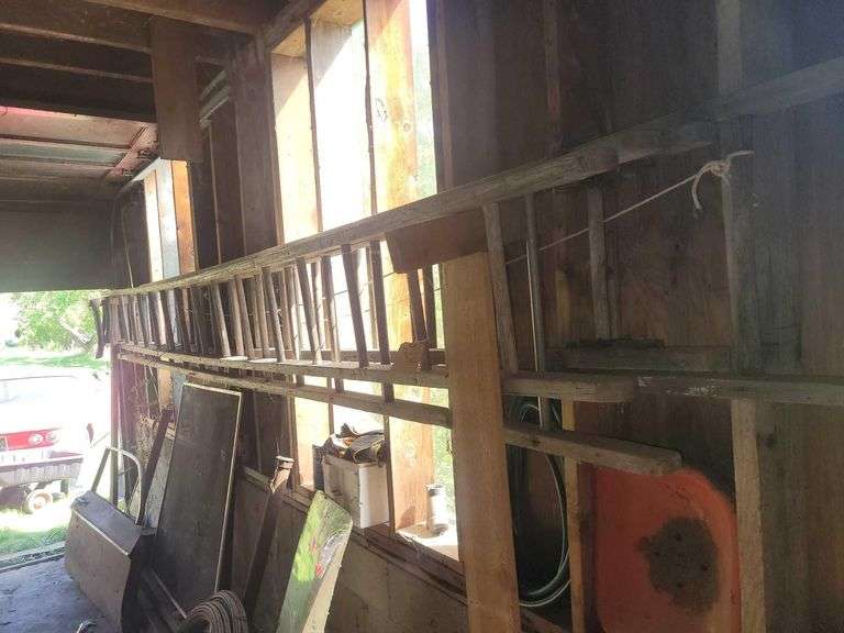 3 Wooden Ladders Approx 16ft image