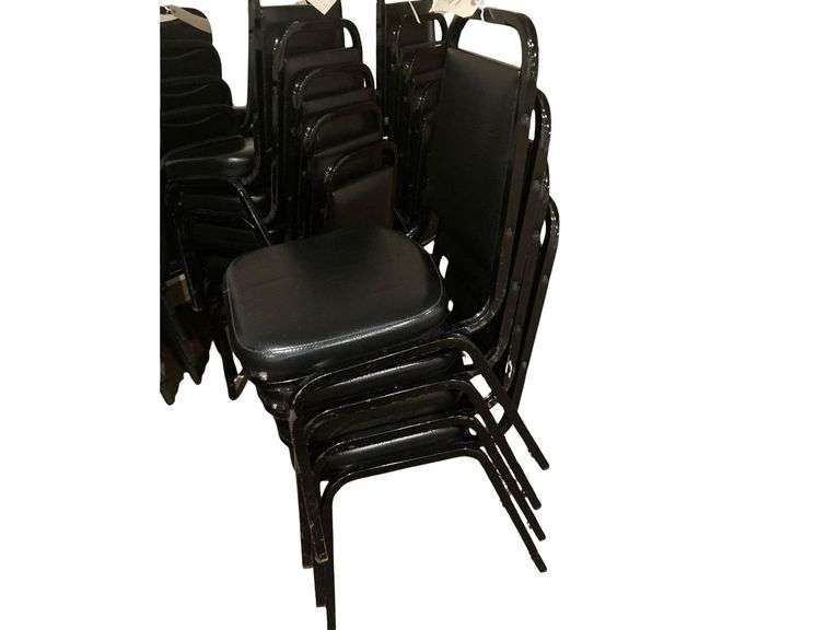4 Black Padded Dining Chairs
