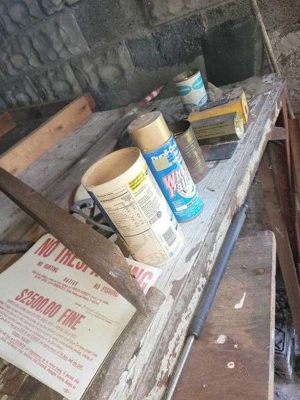 Work Table 4ft H x Approx 11ft L x 4ft W - Various Hardware on Top Included