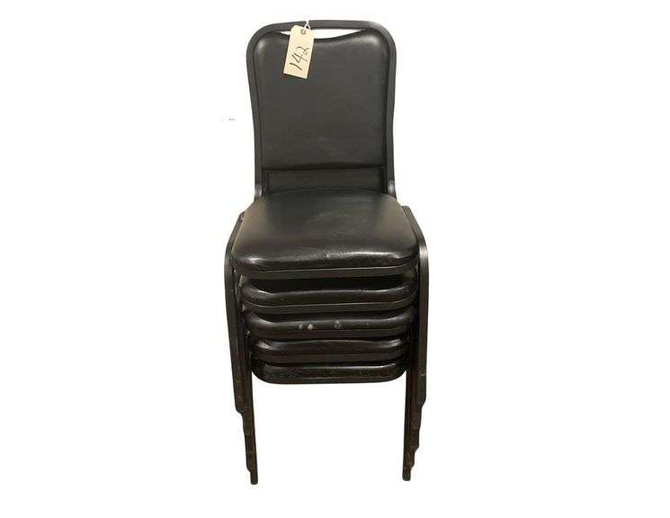 5 Black Padded Dining Chairs