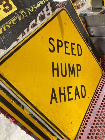 9 Signs - Various Arrow Road Signs, No DUI Sign, Busch and Rockstar Cardboard signs, No U-turn Sign, Speed Hump Ahead Sign. Mostly 30"x30", 3'x3' and 4'x4' Signs image